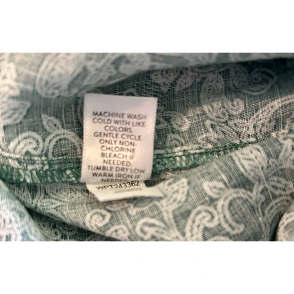 J Jill Love Linen Teal White Blue Floral Tassel Shorts Womens Size Medium Petite